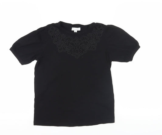 Womens UK Size 6 Warehouse Black Basic T-Shirt