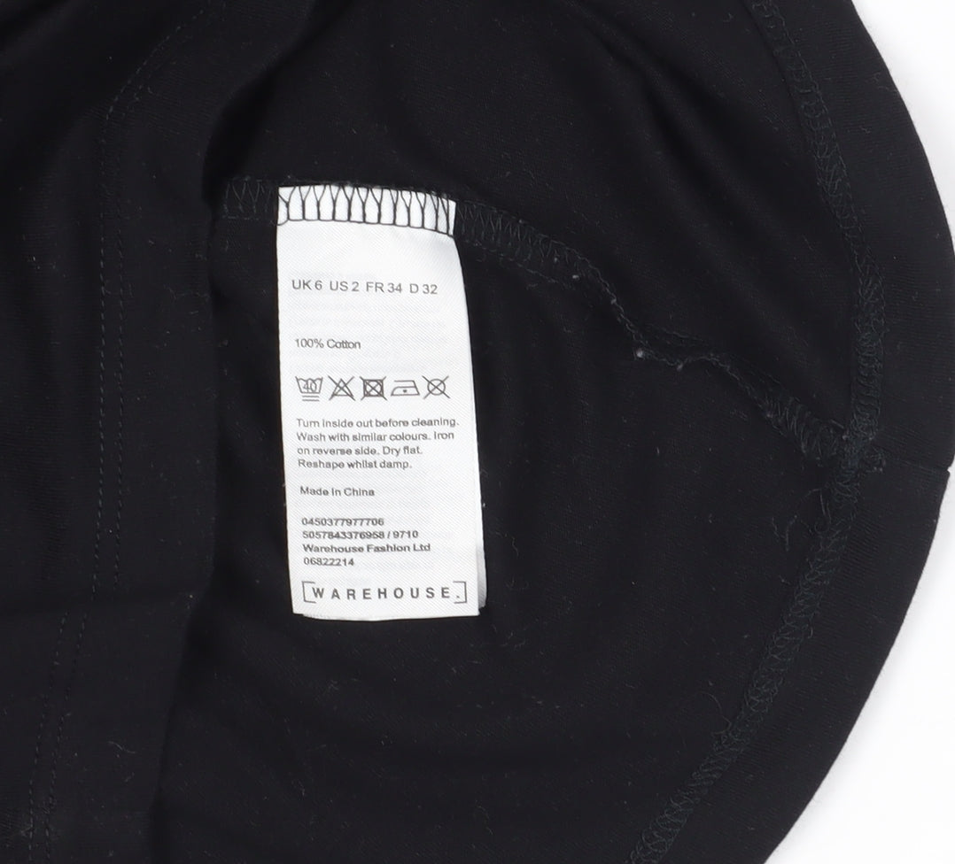 Womens UK Size 6 Warehouse Black Basic T-Shirt