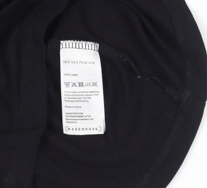 Womens UK Size 6 Warehouse Black Basic T-Shirt