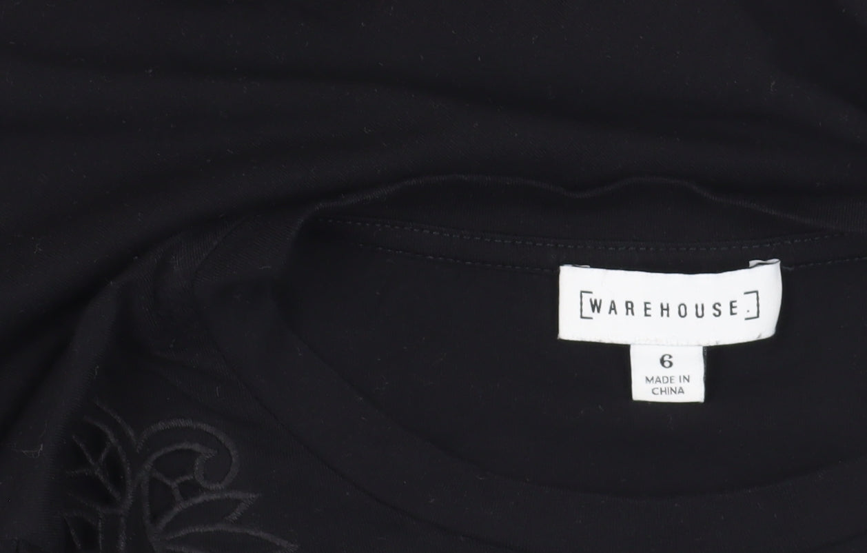 Womens UK Size 6 Warehouse Black Basic T-Shirt