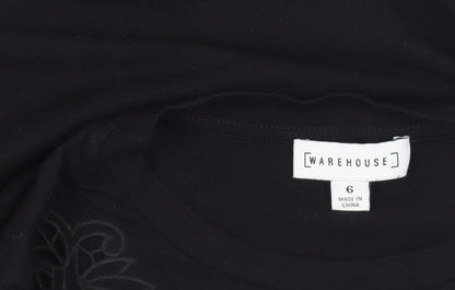 Womens UK Size 6 Warehouse Black Basic T-Shirt