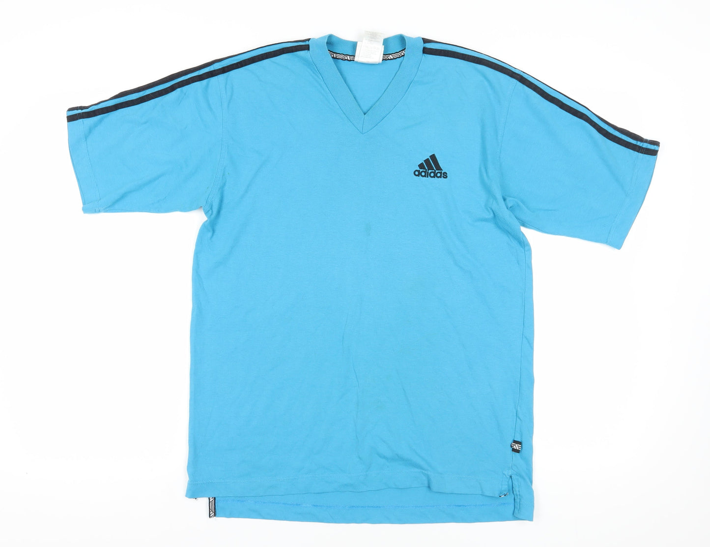 Adidas Blue V-Neck T-Shirt, Medium, Cotton Comfort