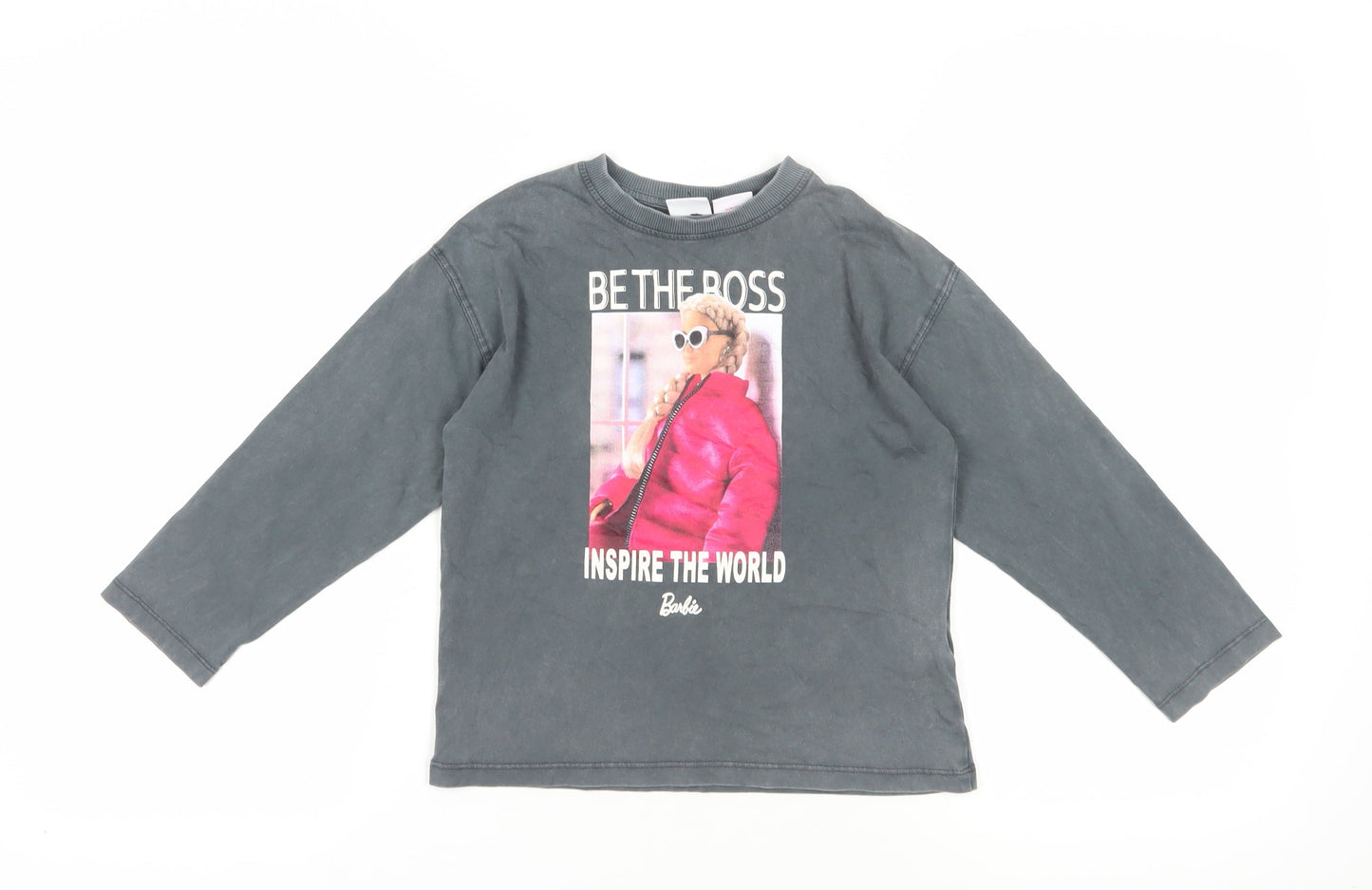 Zara Grey Barbie Graphic Long Sleeve T-Shirt 6-7 Years