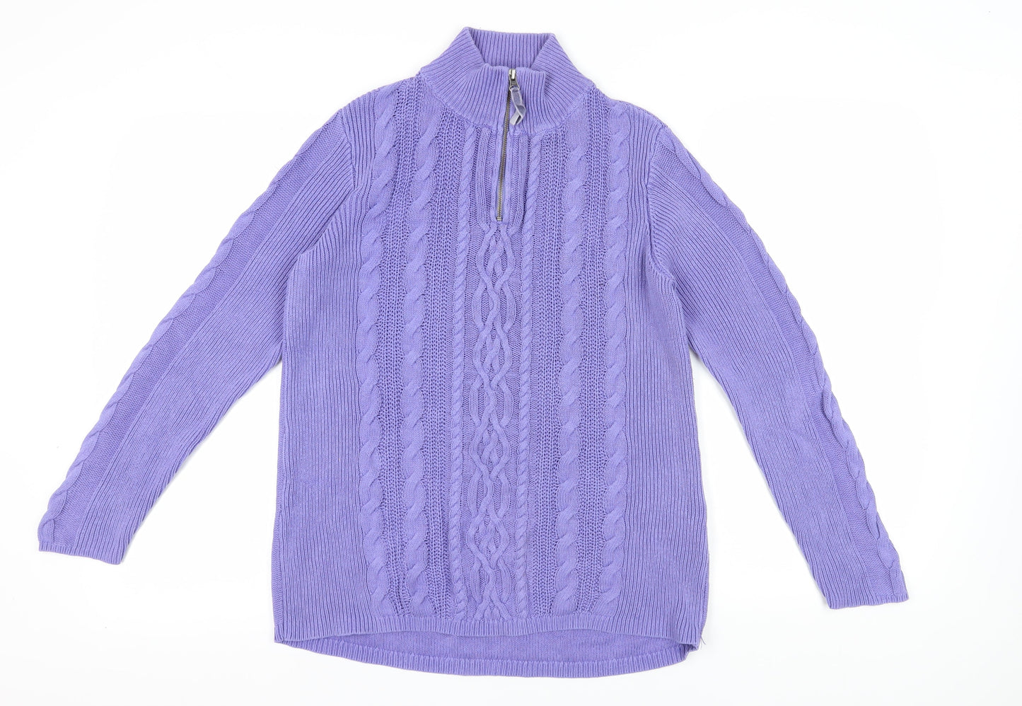Dash Purple Cable-Knit High Neck Jumper Size 18