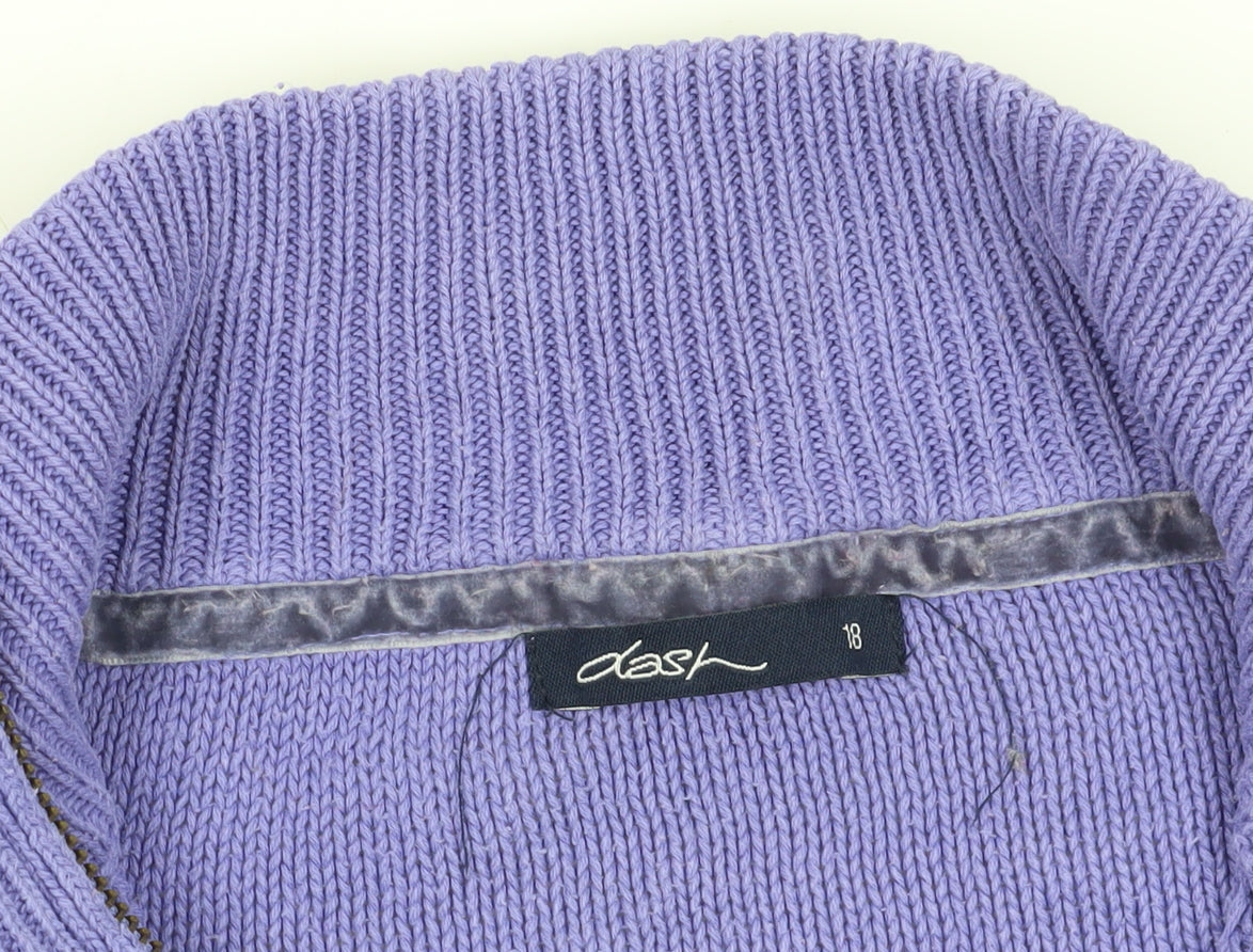 Dash Purple Cable-Knit High Neck Jumper Size 18