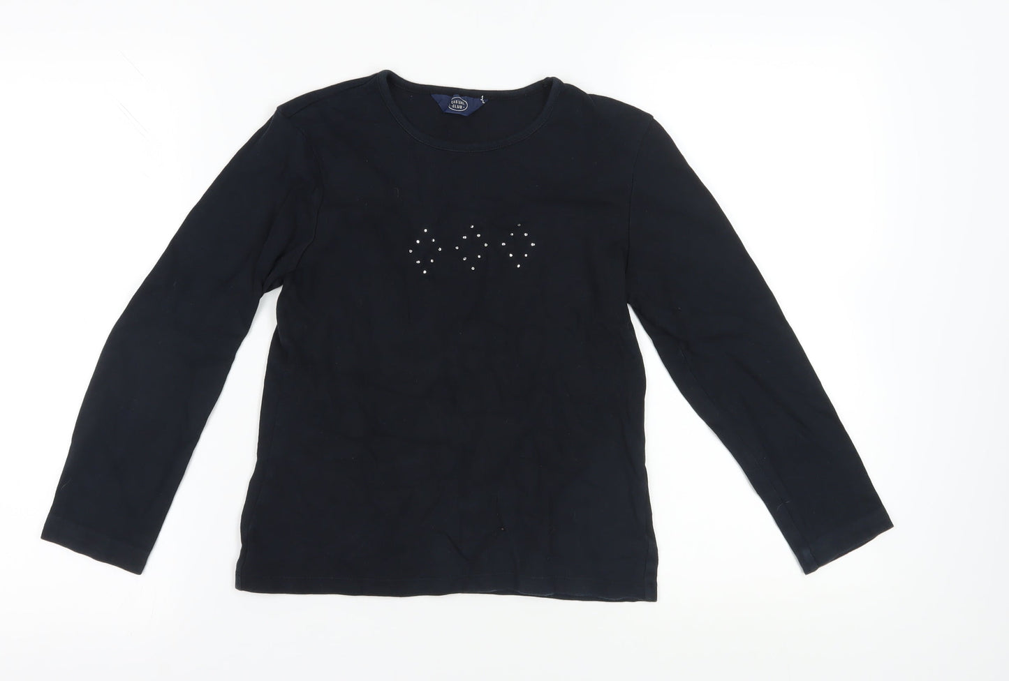 Womens UK Size 12 Casual Club Black Basic T-Shirt