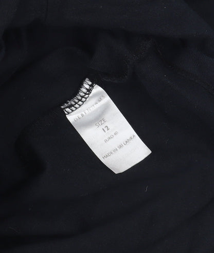 Womens UK Size 12 Casual Club Black Basic T-Shirt