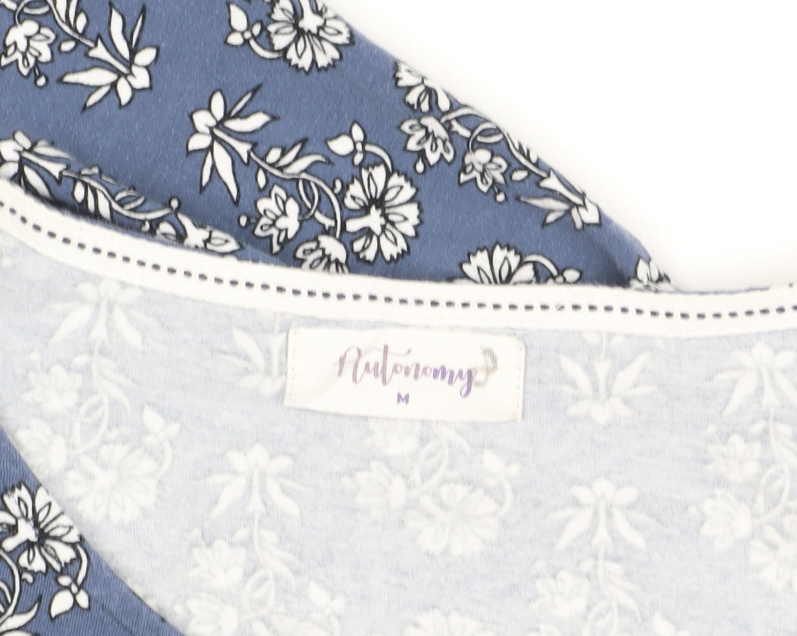 Autonomy Blue Floral 3/4 Sleeve Tunic M