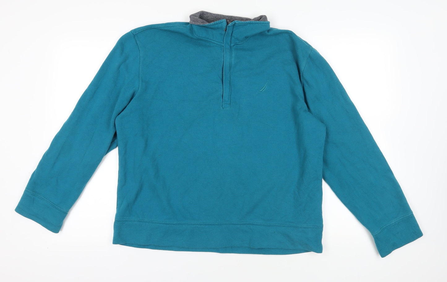 Mens UK Size L Nautica Blue 1/4 Zip Sweatshirt