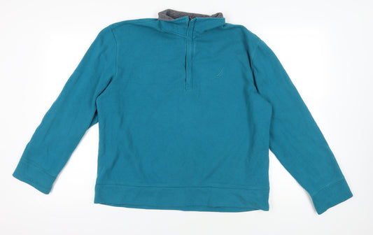Mens UK Size L Nautica Blue 1/4 Zip Sweatshirt