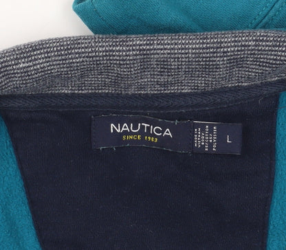 Mens UK Size L Nautica Blue 1/4 Zip Sweatshirt
