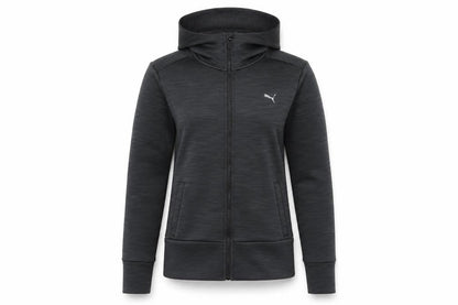 Front view of Puma Black Full Zip Hoodie - unisex s - activewear essential