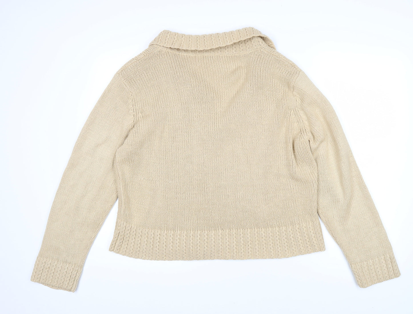 Damart Womens Beige Collared Acrylic Cardigan Jumper Size 14