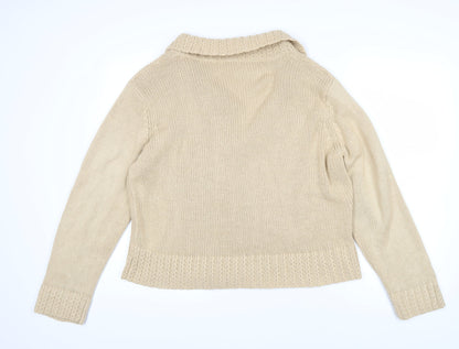 Damart Womens Beige Collared Acrylic Cardigan Jumper Size 14