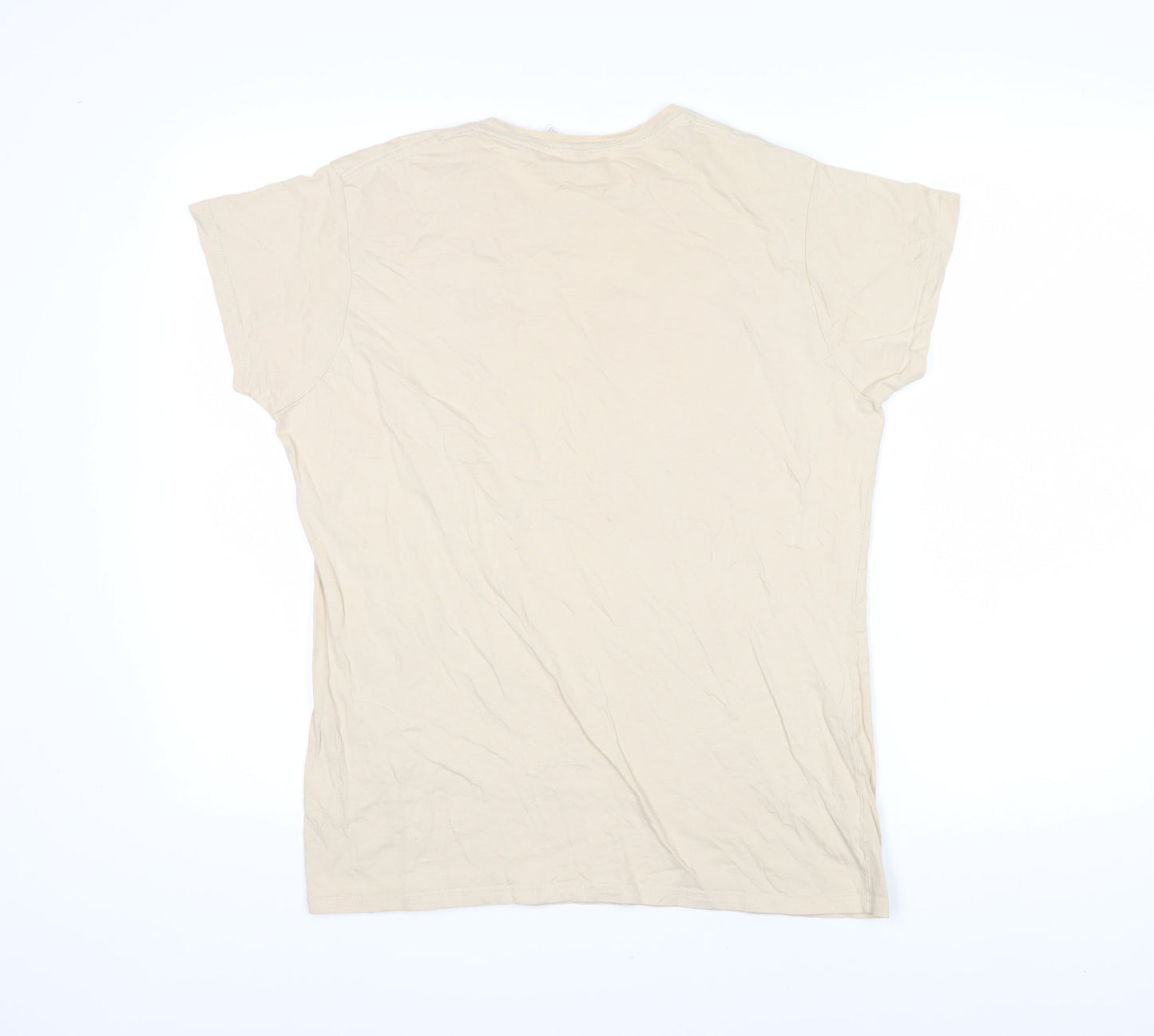 Bombay bicycle club Womens Beige 100% Cotton Basic T-Shirt Size 2XL Round Neck - Bombay Bicycle Club