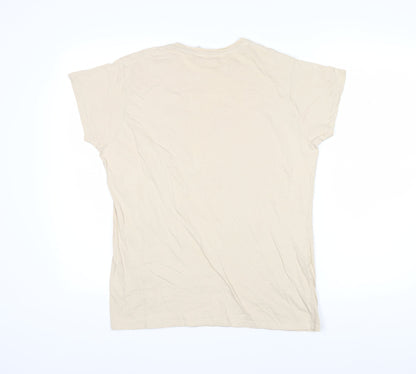 Bombay bicycle club Womens Beige 100% Cotton Basic T-Shirt Size 2XL Round Neck - Bombay Bicycle Club