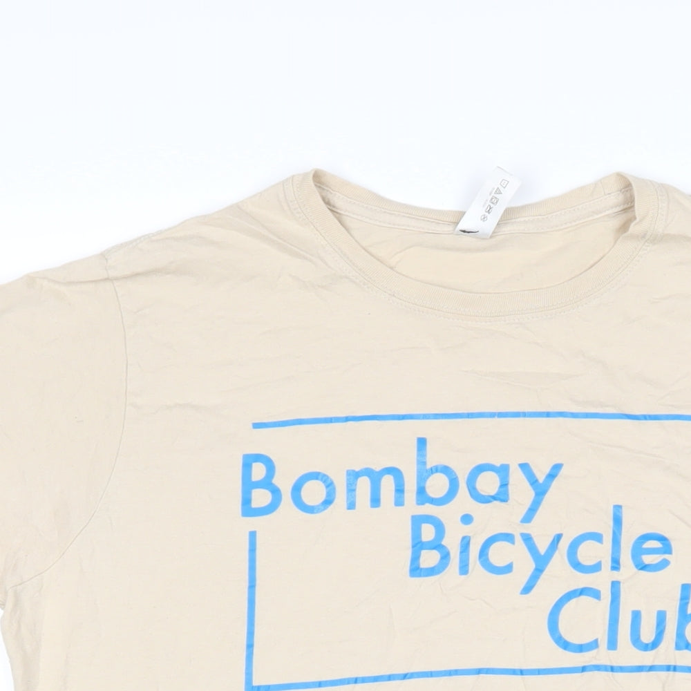 Bombay bicycle club Womens Beige 100% Cotton Basic T-Shirt Size 2XL Round Neck - Bombay Bicycle Club