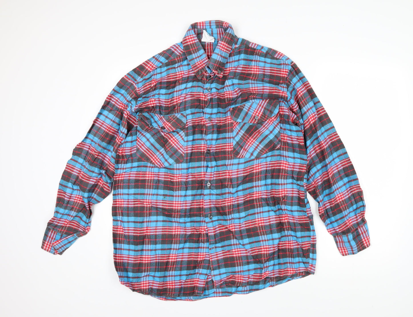 Loving Youth Mens Multicoloured Check Cotton Blend Button-Up Size L Collared Button