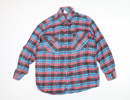 Loving Youth Mens Multicoloured Check Cotton Blend Button-Up Size L Collared Button