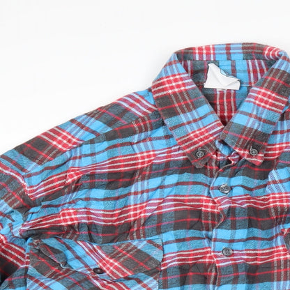 Loving Youth Mens Multicoloured Check Cotton Blend Button-Up Size L Collared Button
