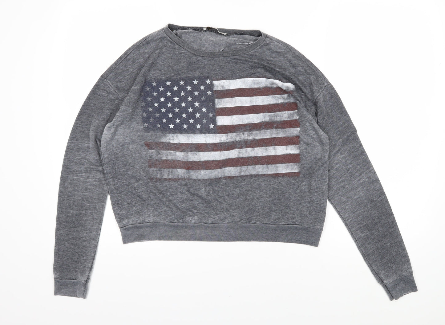 Womens UK Size L Pull&Bear Grey Pullover Sweatshirt