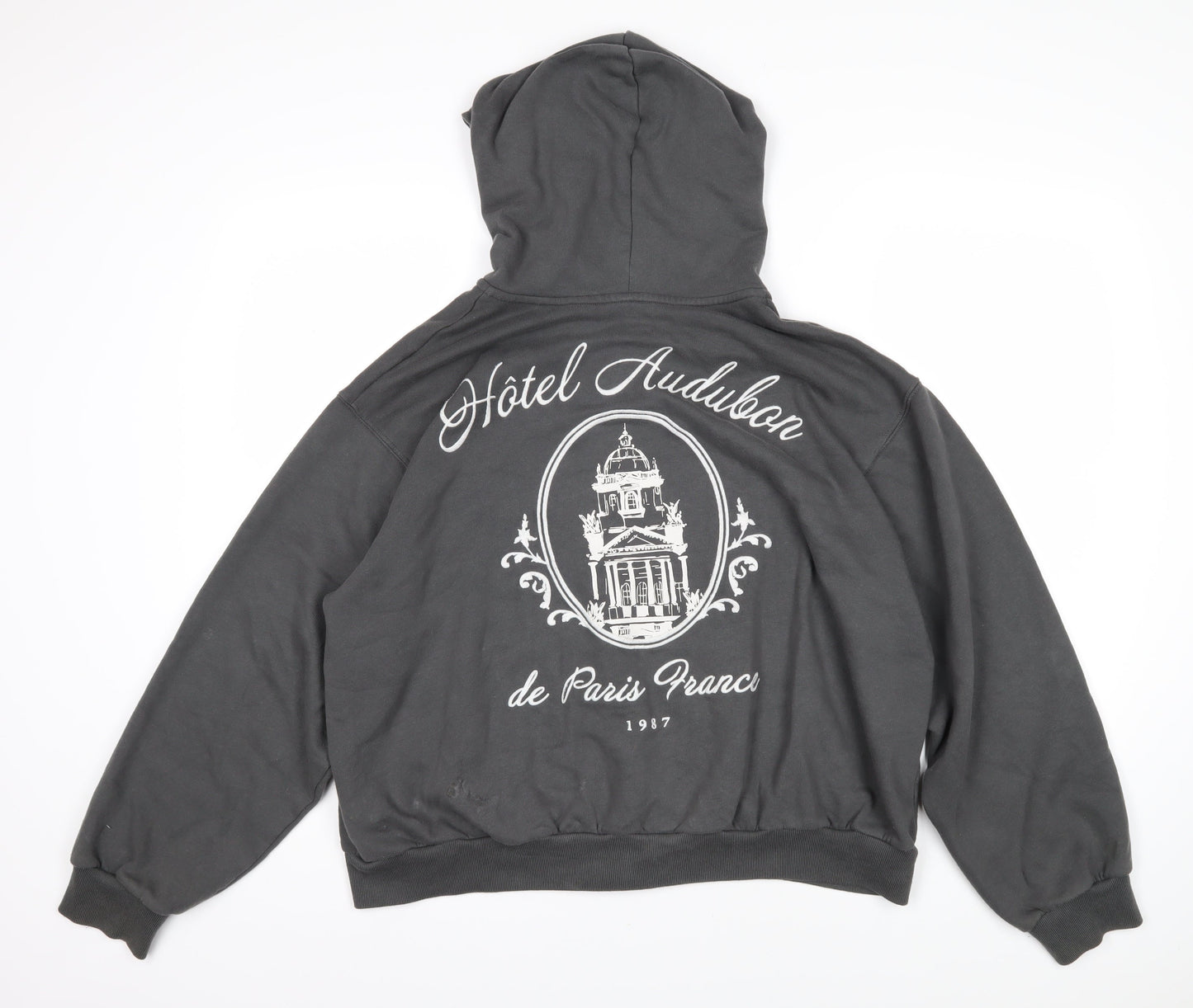 Hollister Womens Grey Houndstooth Polyester Full Zip Hoodie Size L Zip - Hotel Audubon de Paris France 1987