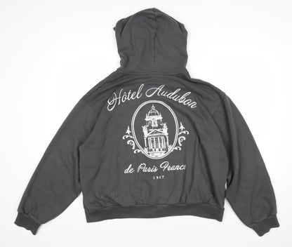 Hollister Womens Grey Houndstooth Polyester Full Zip Hoodie Size L Zip - Hotel Audubon de Paris France 1987