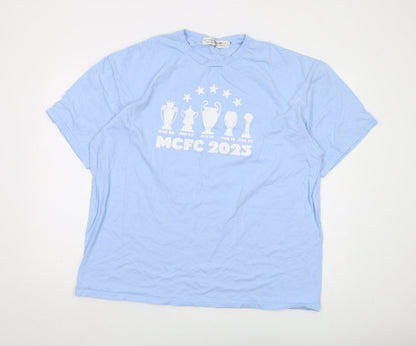 Philosophy Football Mens Blue Cotton T-Shirt Size 2XL Crew Neck - MCFC 2023