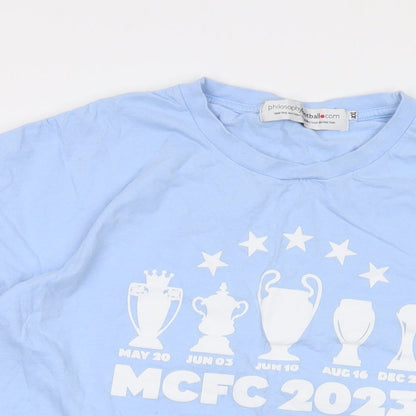 Philosophy Football Mens Blue Cotton T-Shirt Size 2XL Crew Neck - MCFC 2023