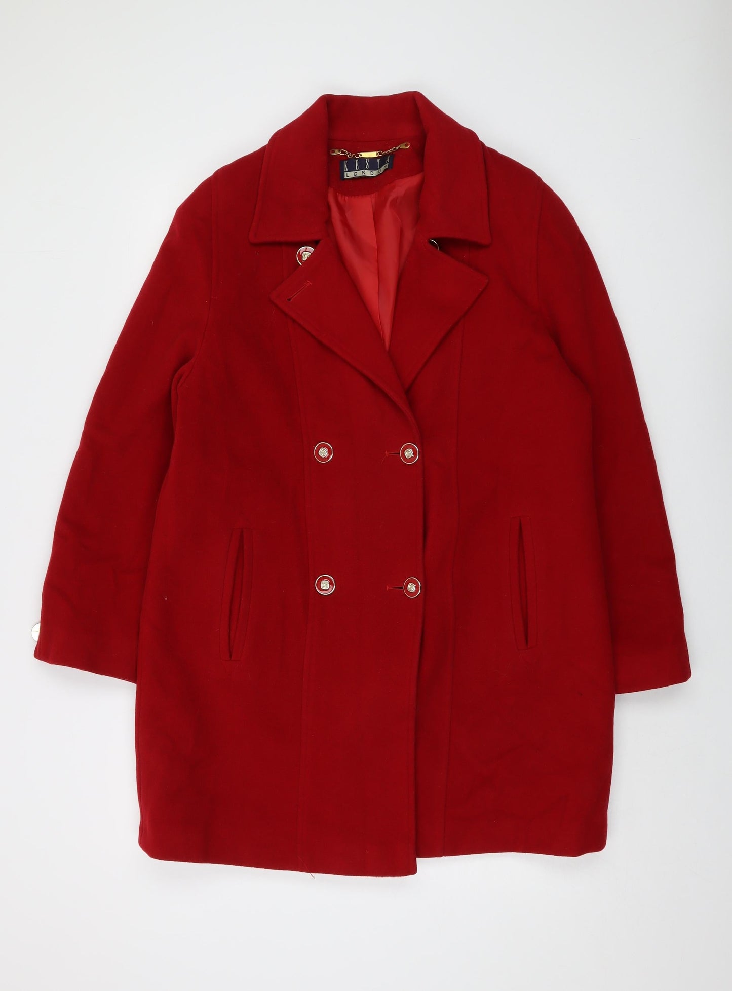 Womens UK Size 12 Kesta Red Overcoat