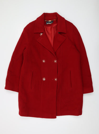 Womens UK Size 12 Kesta Red Overcoat