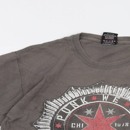 Authentic Mens Brown Cotton T-Shirt Size M Crew Neck