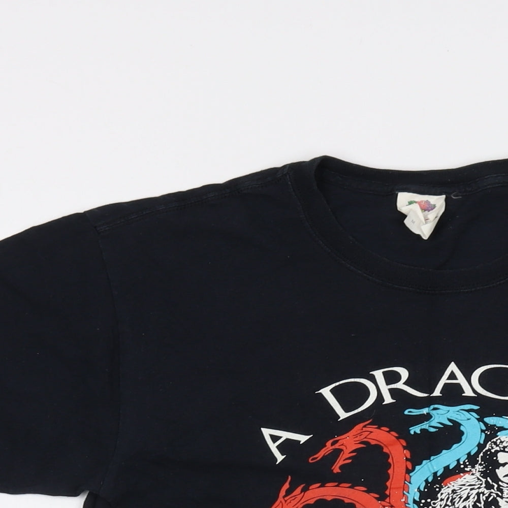 a Dragon Wolves Mens Beige Cotton T-Shirt Size M Crew Neck