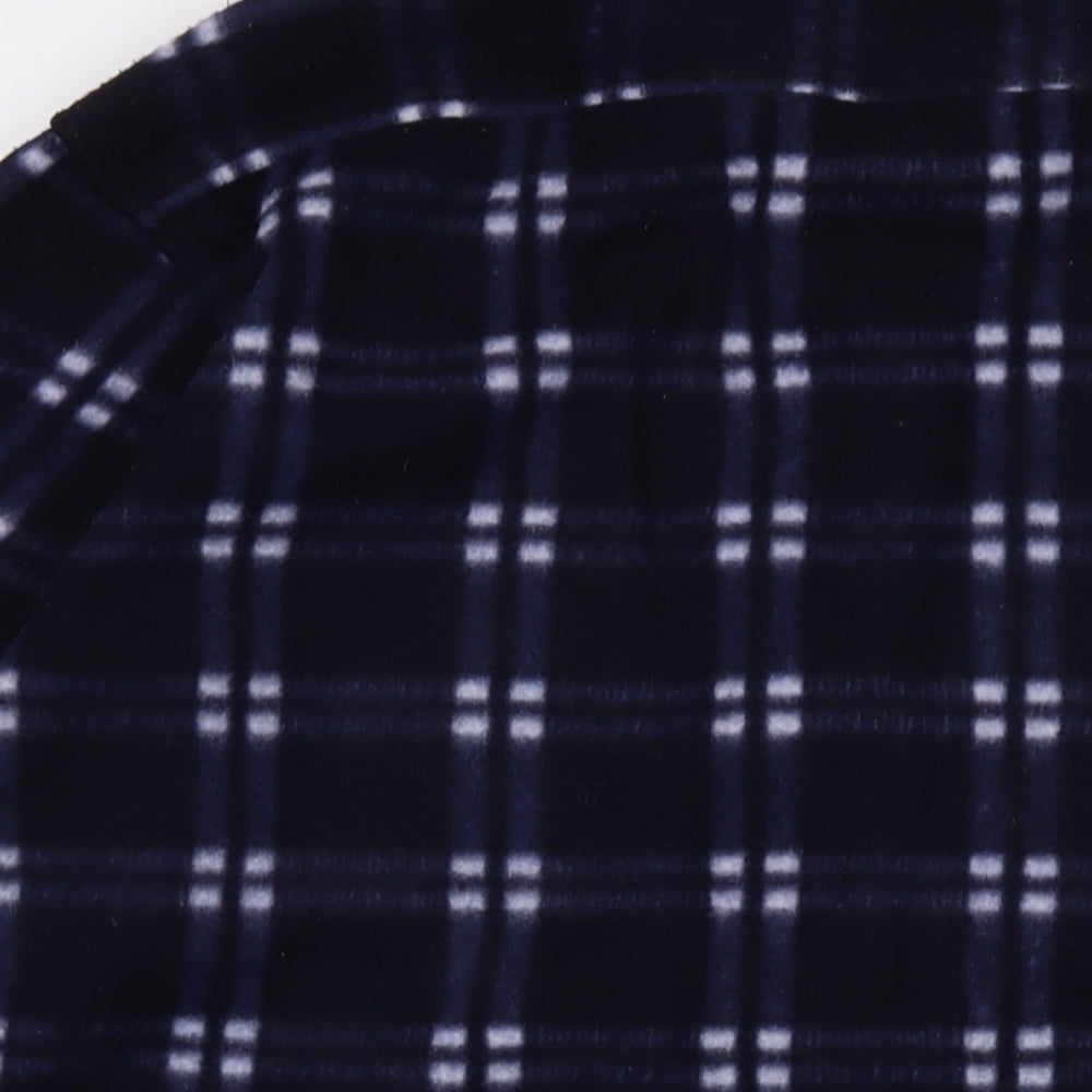 Argatta Mens Blue Plaid Polyester Button-Up Size L Collared Button