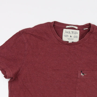 Jack Wills Mens Red Cotton T-Shirt Size XS Crew Neck