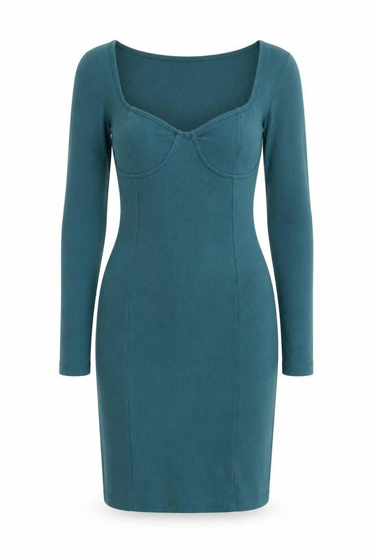 Brave Soul Womens Green Cotton Bodycon Size XS V-Neck Pullover