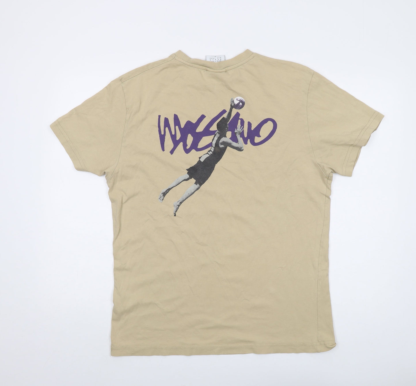 Mossimo Mens Beige Cotton T-Shirt Size M Crew Neck