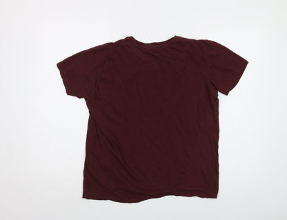 Womens UK Size S Brave Soul Red Basic T-Shirt