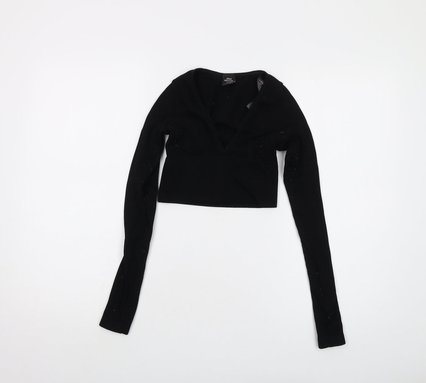 Womens UK Size XS Urban Outfitters Black Cropped T-Shirt