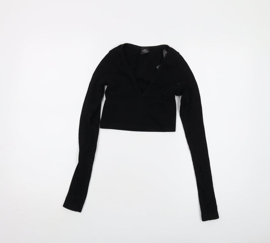 Womens UK Size XS Urban Outfitters Black Cropped T-Shirt
