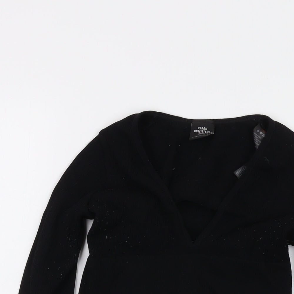 Womens UK Size XS Urban Outfitters Black Cropped T-Shirt