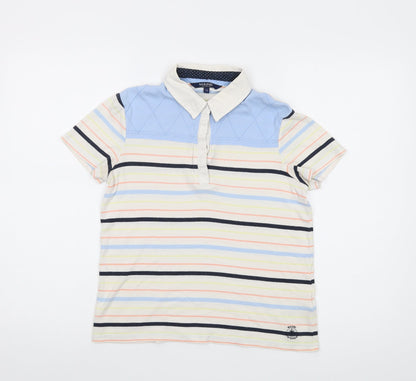 Maine Womens Multicoloured Striped Cotton Basic Polo Size 12 Collared
