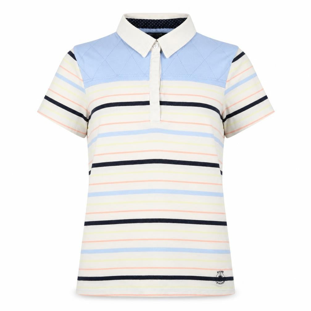 Maine Womens Multicoloured Striped Cotton Basic Polo Size 12 Collared