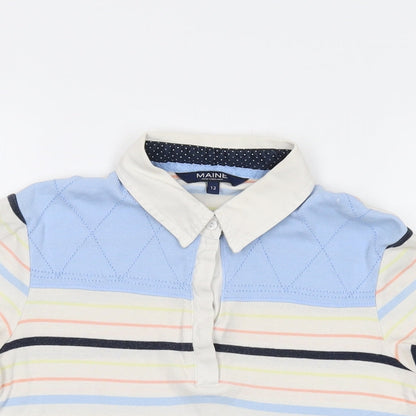 Maine Womens Multicoloured Striped Cotton Basic Polo Size 12 Collared