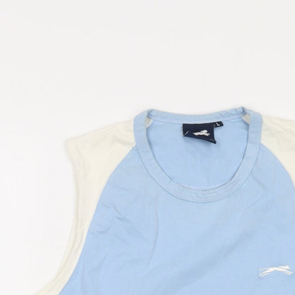 Slazenger Mens Blue Cotton T-Shirt Size L Roll Neck