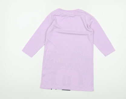 Disney Girls Purple Polyester Basic T-Shirt Size 4-5 Years Crew Neck Pullover - Minnie Mouse