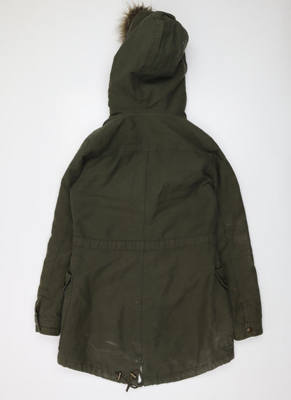 Womens UK Size 6 MODO Green Parka Coat