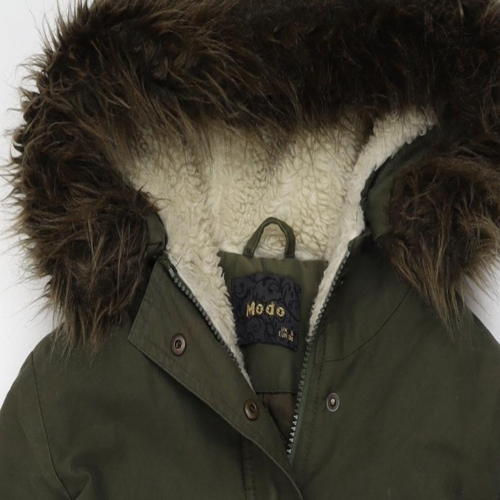 Womens UK Size 6 MODO Green Parka Coat