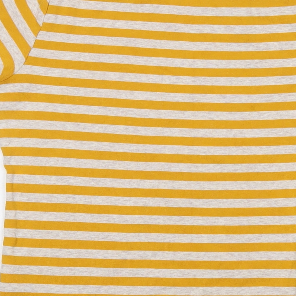 Lands' End Womens Yellow Striped Cotton Basic T-Shirt Size XS Crew Neck