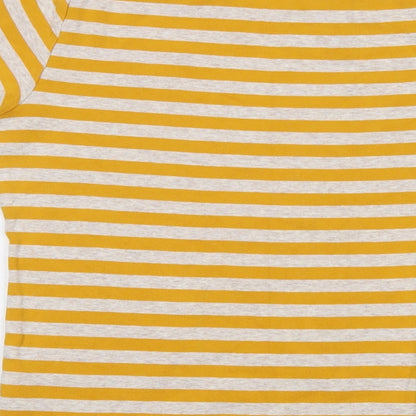 Lands' End Womens Yellow Striped Cotton Basic T-Shirt Size XS Crew Neck